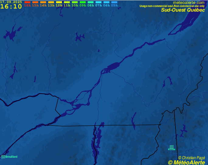 Carte de situation et alertes météo temps réel : Sud-Ouest du Québec